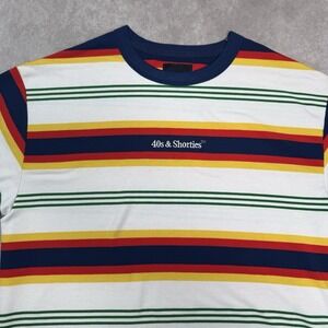 40's & Shorties Stripped Shirt Size Large Skater Grunge Y2K